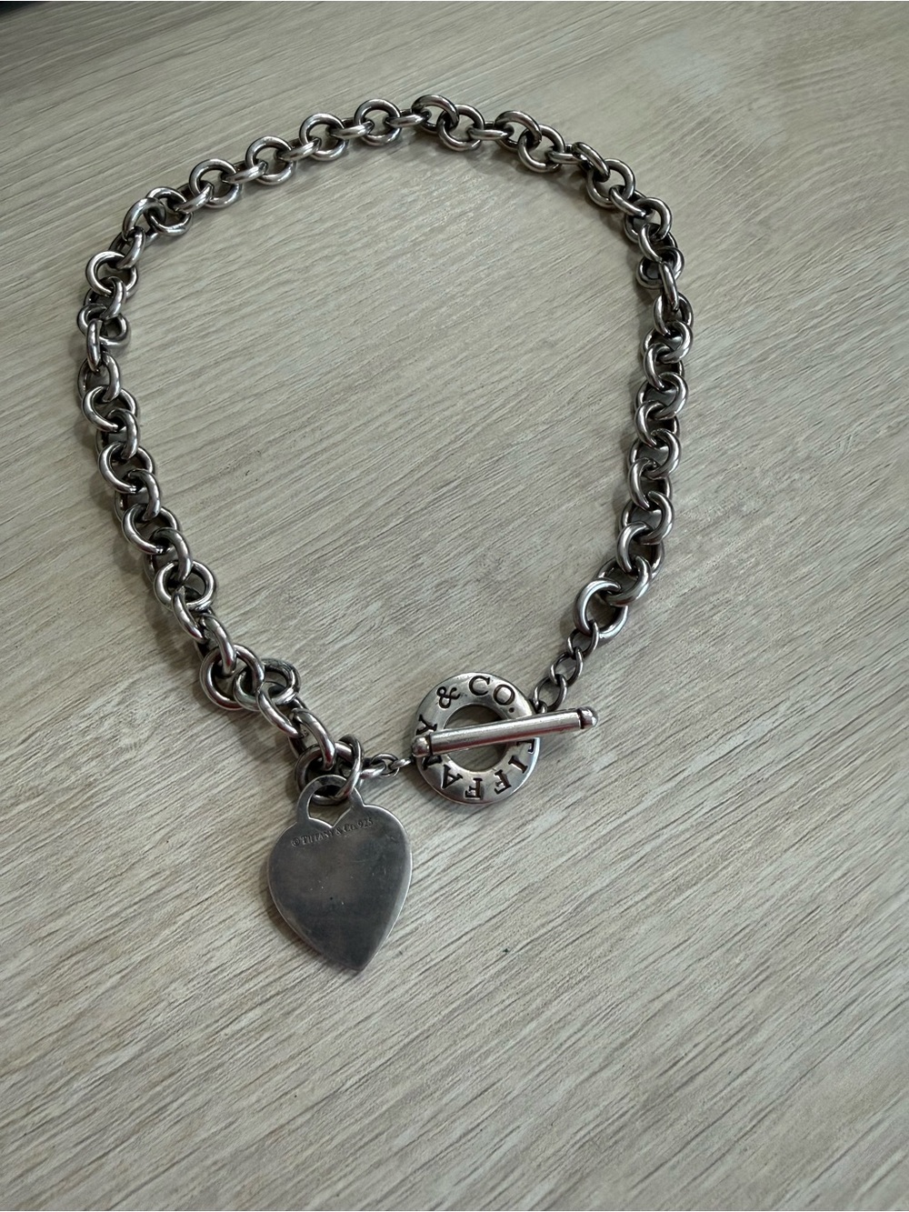 Tiffany & Co. Silver Heart Tag Toggle Necklace